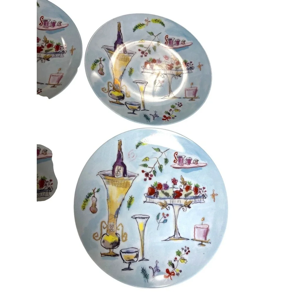 CRATE & BARREL Diane Bigda RSVP Dessert Lunch Salad‎ Appetizer Plates Set of 4